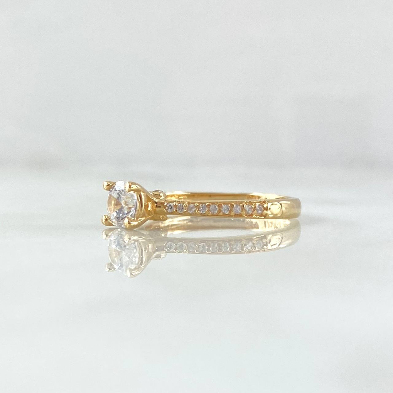 Ring Solitaire Scepter 1.95gr / T6 3/4 / White Zircons Yellow Gold 18K