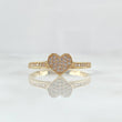 Anillo Corazon Tupido 2.25gr / T8 3/4 / Circones Blancos Oro Amarillo 18K
