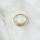 Anillo Corazon Tupido 2.25gr / T8 3/4 / Circones Blancos Oro Amarillo 18K