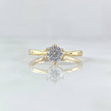 Anillo Solitario Corona 1.45gr / T6 1/2 / Circones Blancos Oro Amarillo 18K