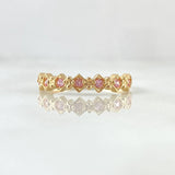 Anillo Rombos Intercalados 2.25gr / T8 / Circones Rosados Oro Amarillo 18K