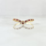 Anillo Tiara En V 1.35gr / T5 1/2 / Circones Blancos Rojos Oro Amarillo 18K