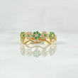Ring Flowers 2.7gr / T7 1/4 / White Green Zirconia Yellow Gold 18K