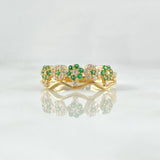 Ring Flowers 2.7gr / T7 1/4 / White Green Zirconia Yellow Gold 18K