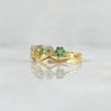 Ring Flowers 2.7gr / T7 1/4 / White Green Zirconia Yellow Gold 18K