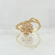 "Fleeting Flower Ring 2.95gr / T7 1/2 / White Pink Zirconia Yellow Gold 18K"