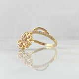 "Fleeting Flower Ring 2.95gr / T7 1/2 / White Pink Zirconia Yellow Gold 18K"