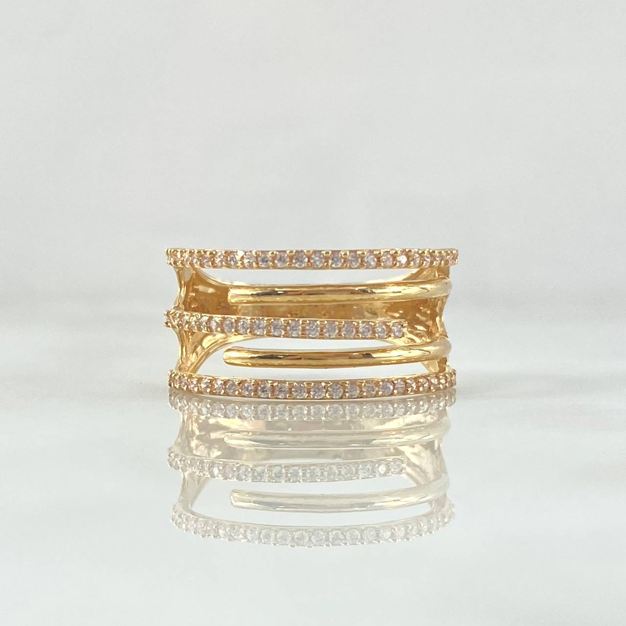 Claw Ring Embraced 3g / T7 3/4 / White Zircons Yellow Gold 18K