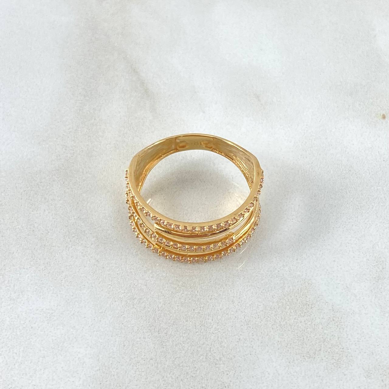 Claw Ring Embraced 3g / T7 3/4 / White Zircons Yellow Gold 18K