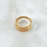 Claw Ring Embraced 3g / T7 3/4 / White Zircons Yellow Gold 18K
