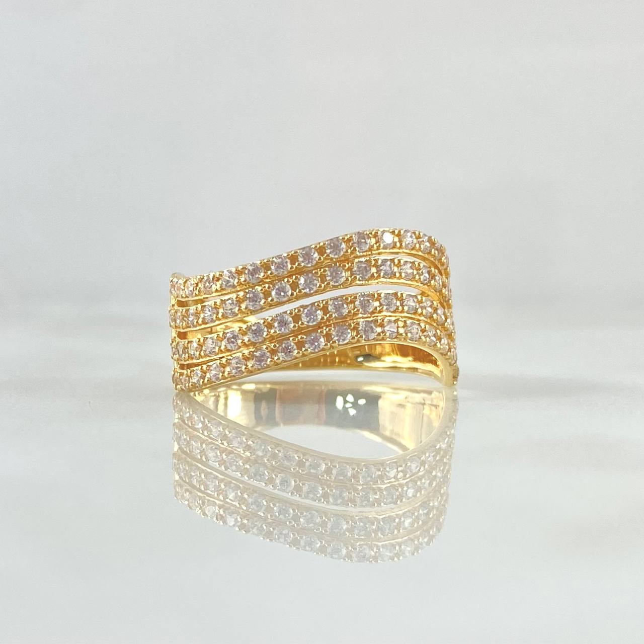 Curved Churumbela Ring 3.75gr / T6 1/2 / White Zirconia Yellow Gold 18K