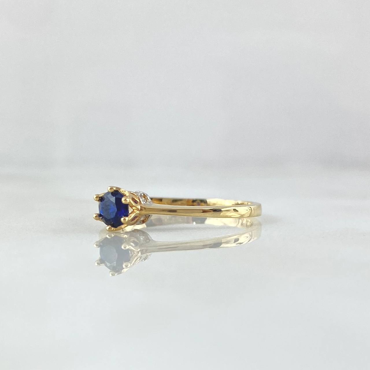 Anillo Solitario Corona 1.8gr / T6 / Azul Rey Oro Amarillo 18K