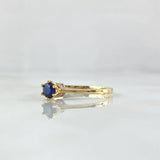 Anillo Solitario Corona 1.8gr / T6 / Azul Rey Oro Amarillo 18K