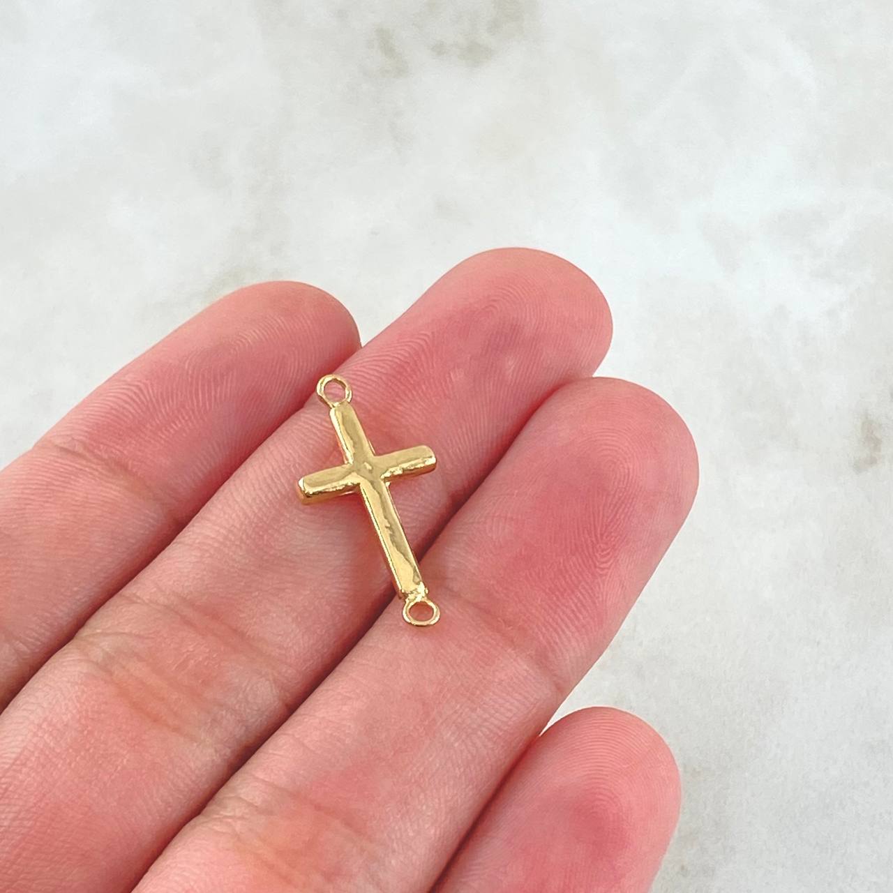 Herraje Cruz 0.4gr / 2.3cm / Lisa Oro Amarillo 18K