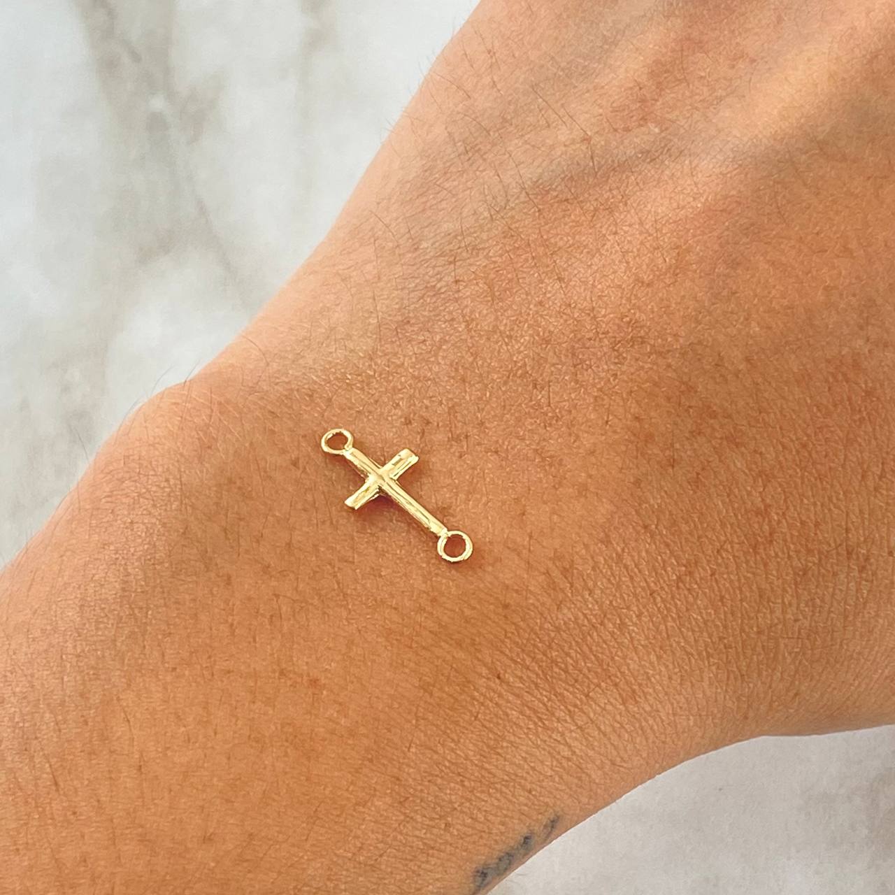 Herraje Cruz 0.2gr / 1.7cm-Lisa Oro Amarillo 18K *