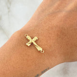 Herraje Cruz Cristo 0.65gr / 2.5cm / Texturizado Oro Amarillo 18K ©