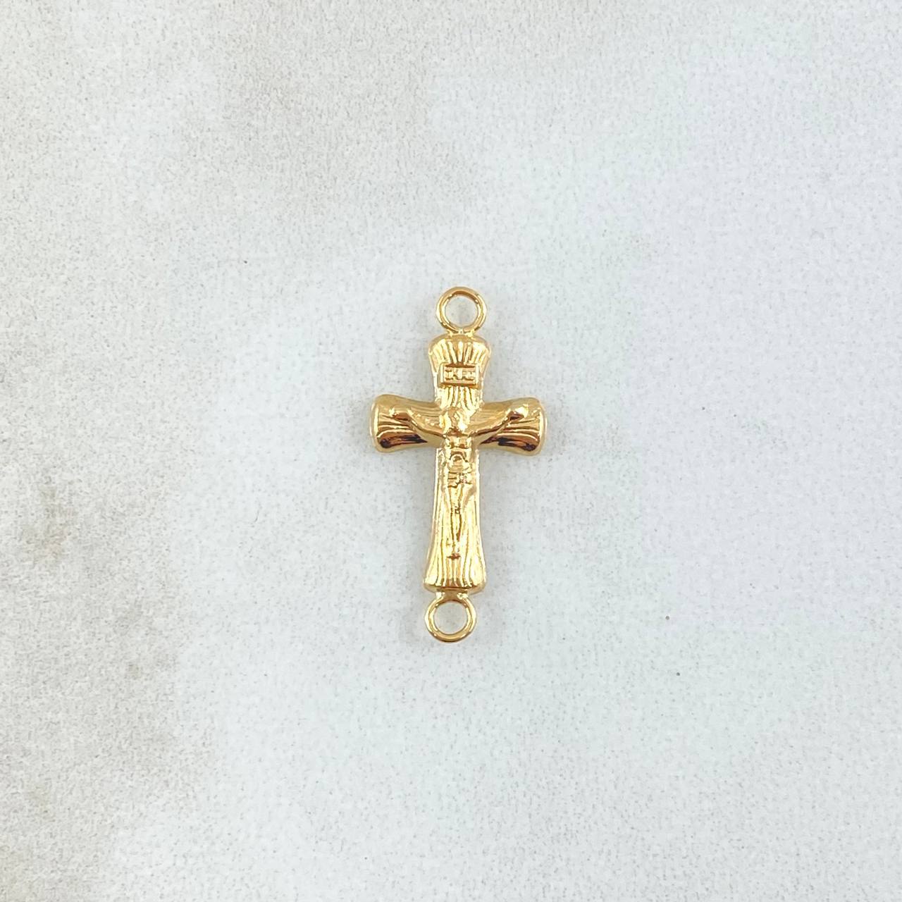 Herraje Cruz Cristo 0.4gr / 2.1cm / Texturizado Oro Amarillo 18K