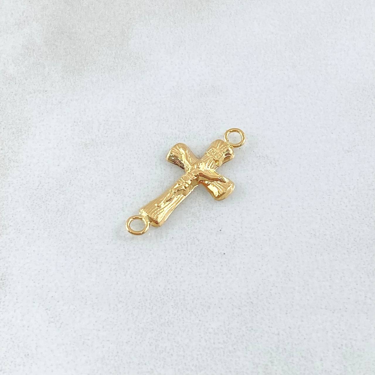 Herraje Cruz Cristo 0.4gr / 2.1cm / Texturizado Oro Amarillo 18K