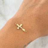 Herraje Cruz Cristo 0.4gr / 2.1cm / Texturizado Oro Amarillo 18K