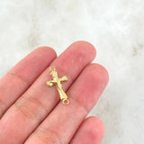 Herraje Cruz Cristo 0.4gr / 2.1cm / Texturizado Oro Amarillo 18K