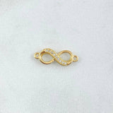 Herraje Infinito 0.8gr / 1.8cm-Circones Blancos Oro Amarillo 18K *
