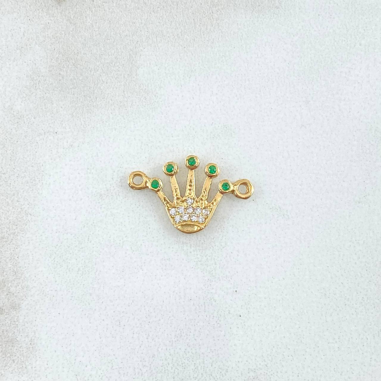 Charm Corona RX 0.75gr / 1.7cm / Green Bank Zircons Yellow Gold 18K ©
