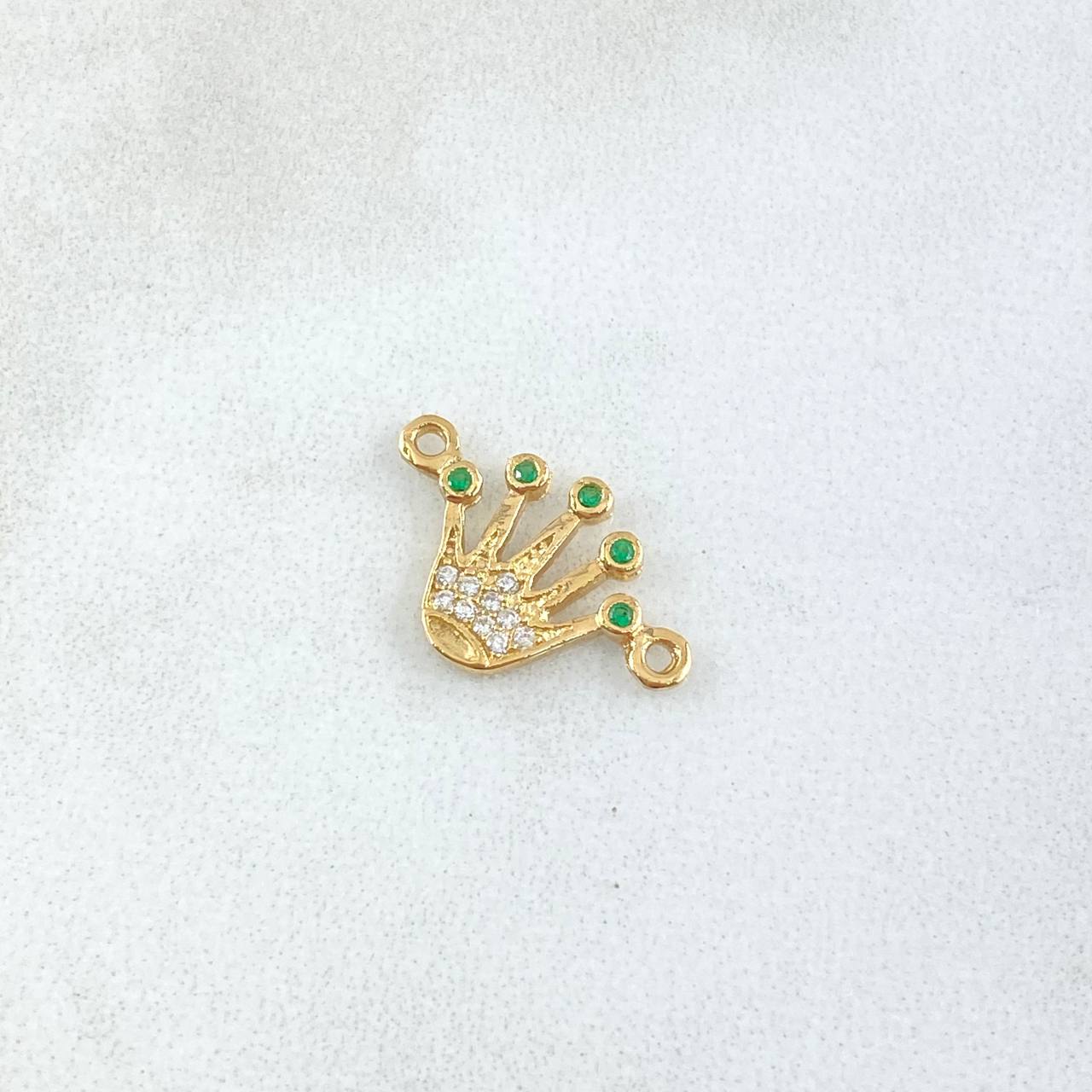 Charm Corona RX 0.75gr / 1.7cm / Green Bank Zircons Yellow Gold 18K ©