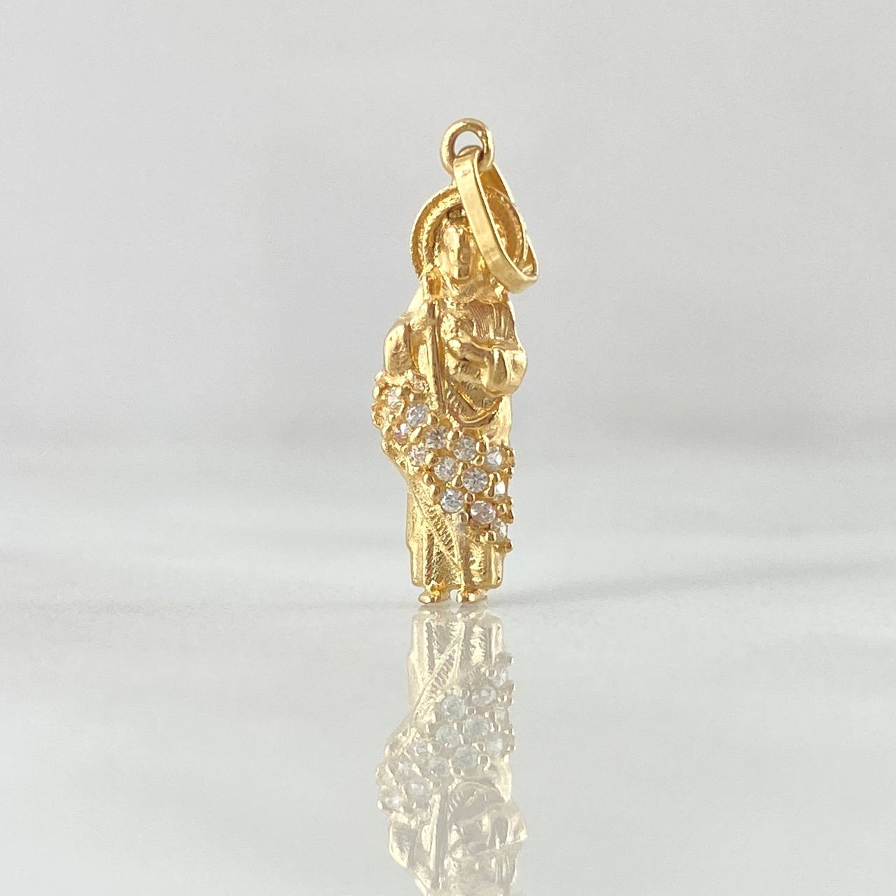 Dije San Judas 1.2gr / 2.4cm / Circones Blancos Oro Amarillo 18K