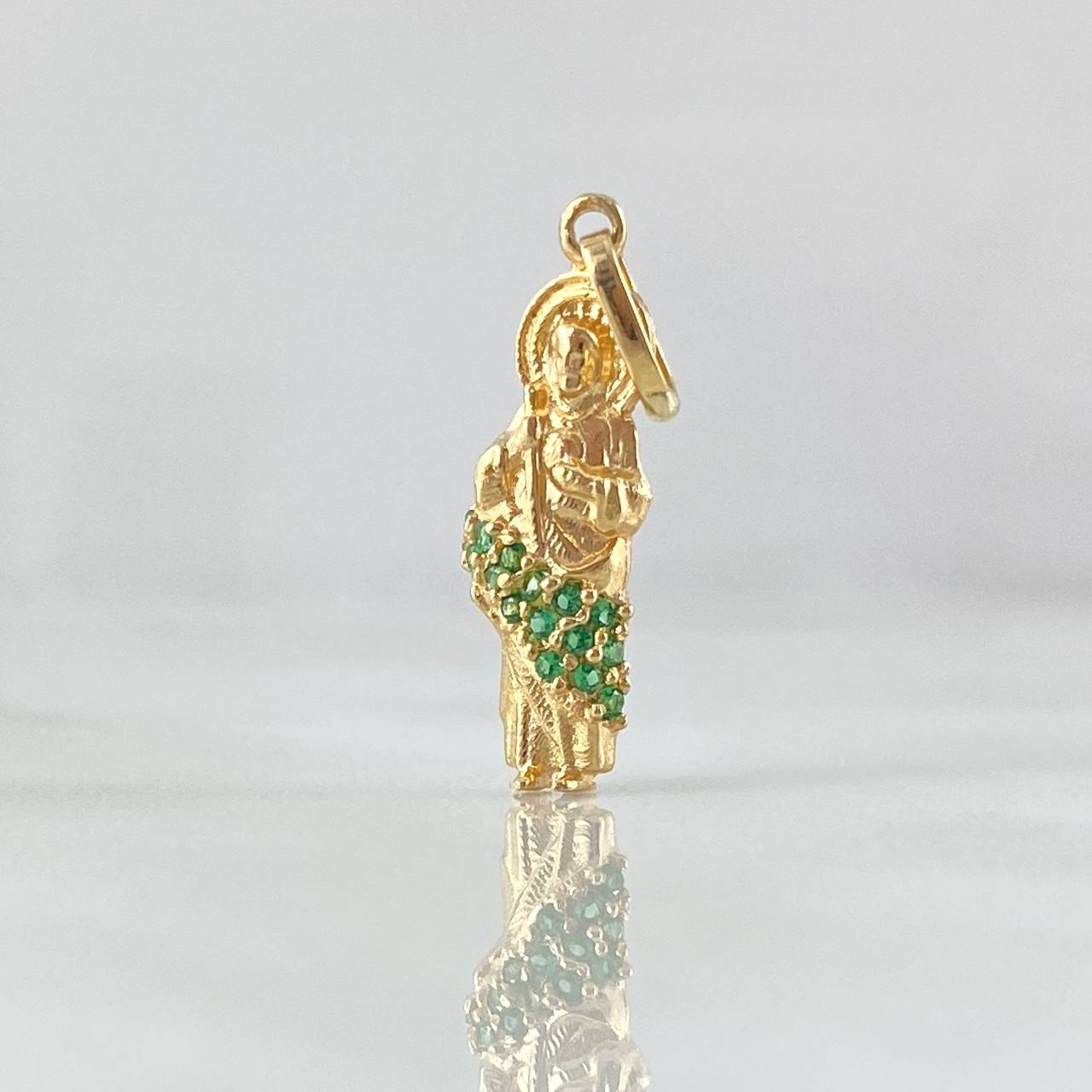 Dije San Judas 1.2gr / 2.4cm / Circones Verdes Oro Amarillo 18K ©