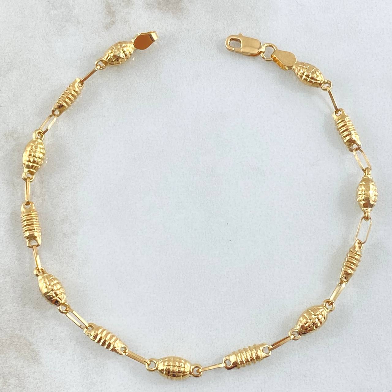 Pulso Rustica Granada Cilindro 2.5gr / 17cm-Oro Amarillo 18K