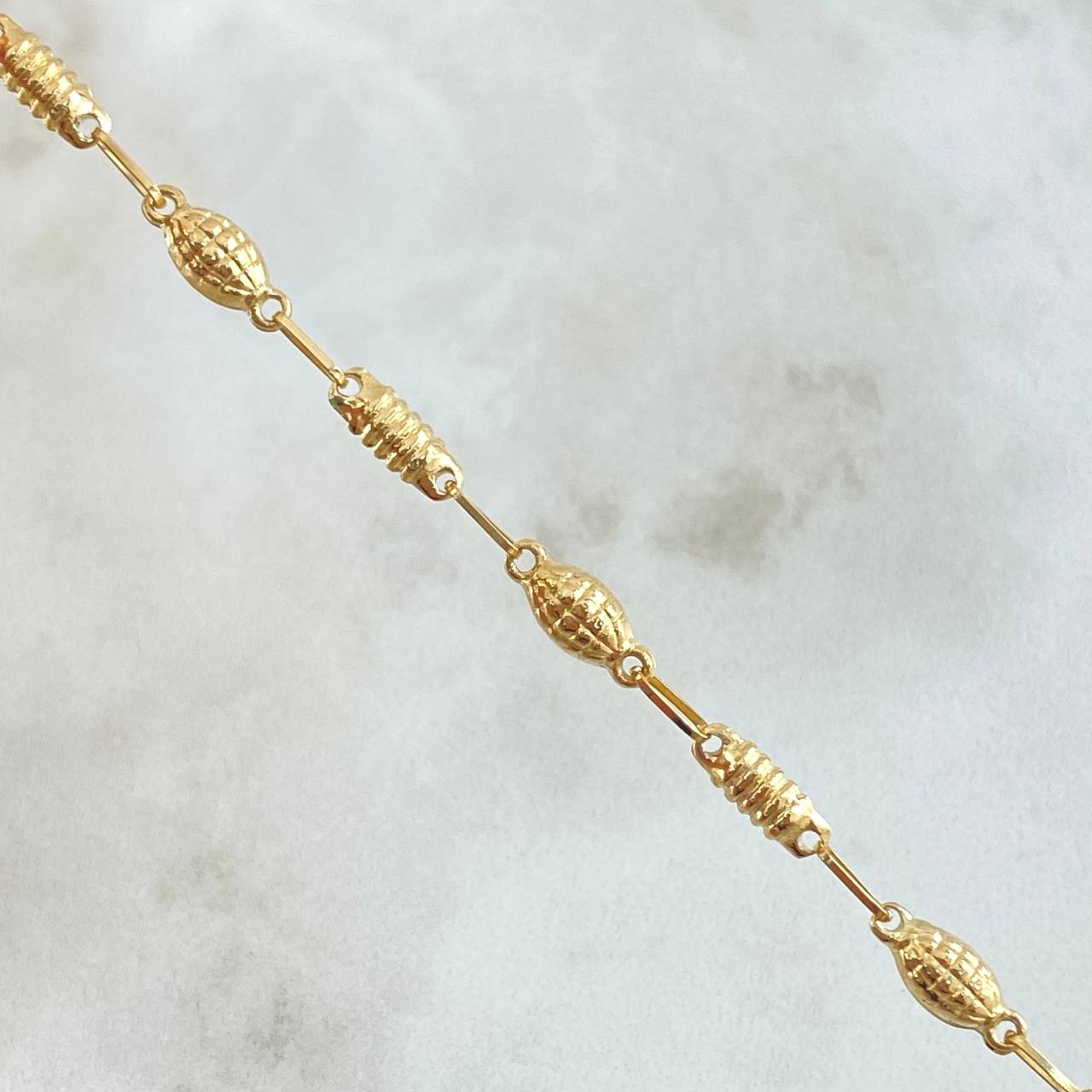Pulso Rustica Granada Cilindro 2.5gr / 17cm-Oro Amarillo 18K