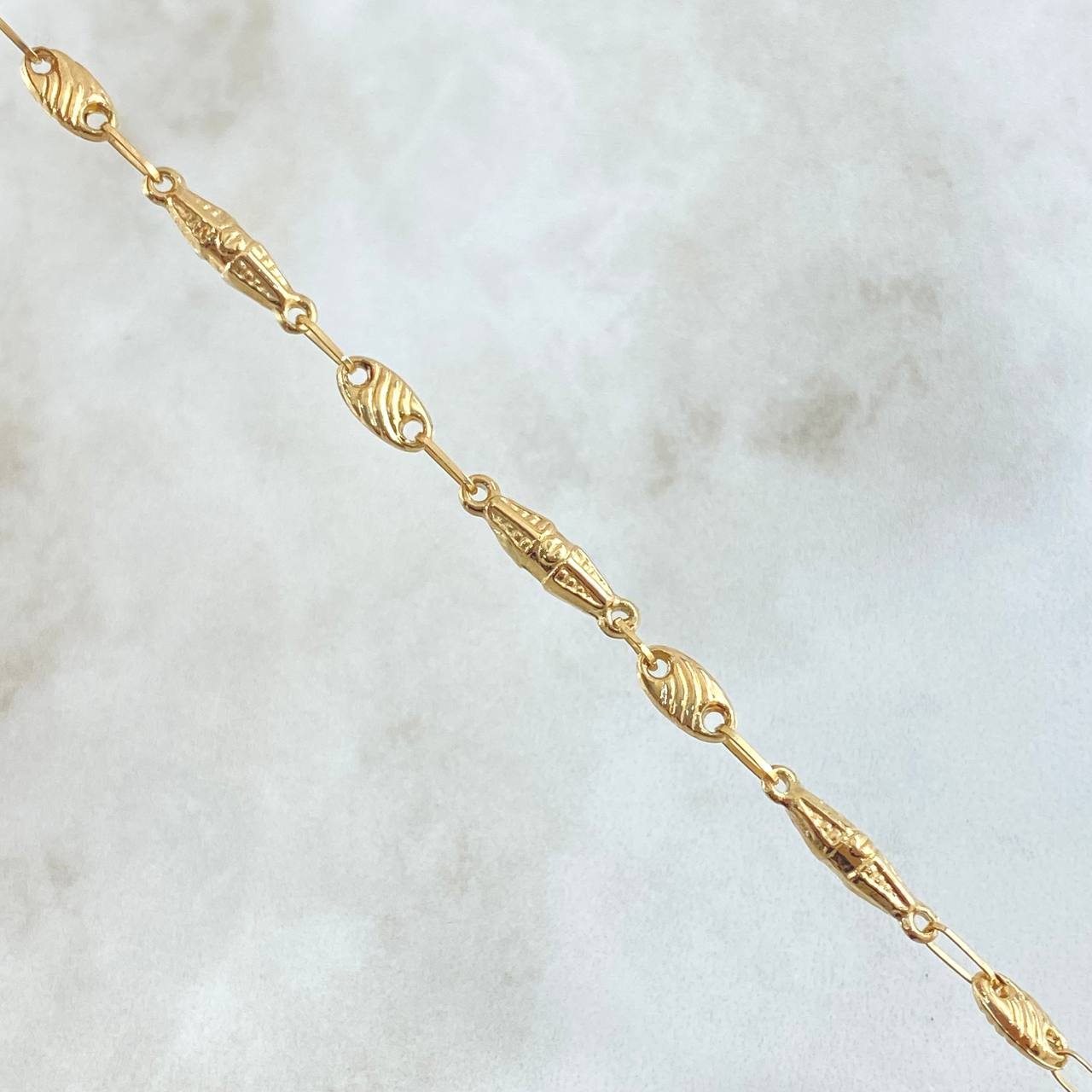 Pulso Rustico Dubai Rayado 3.3gr / 21cm-Oro Amarillo 18K ©