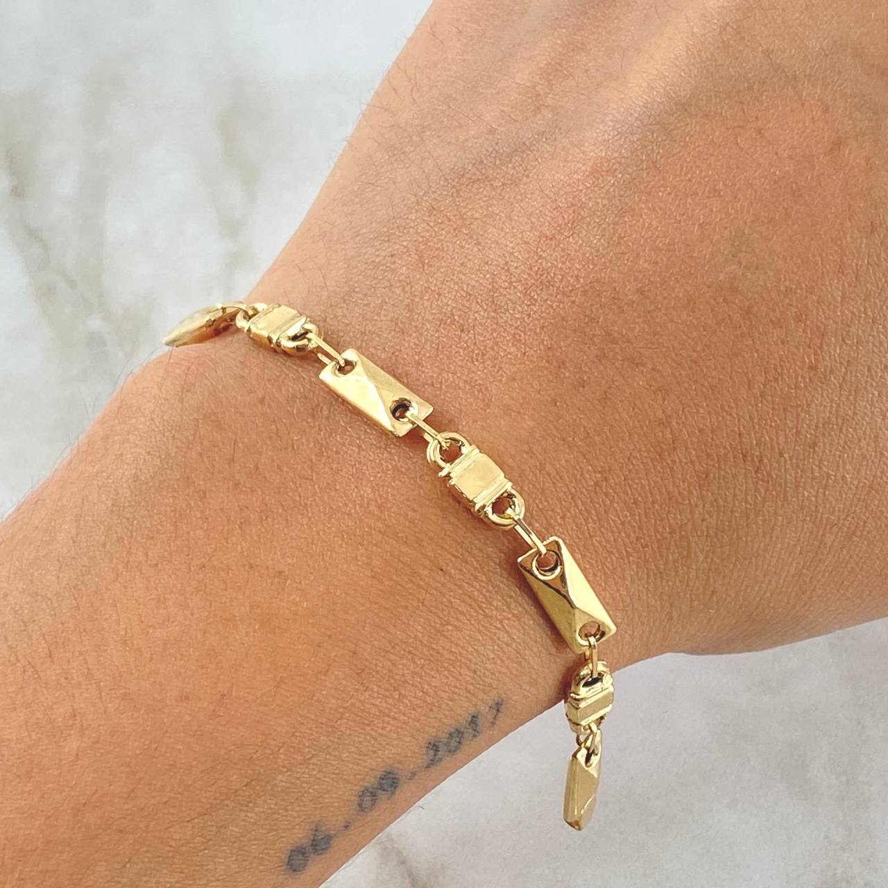 Bracelet Adige Checked 4.2gr / 20cm-Yellow Gold 18K ©