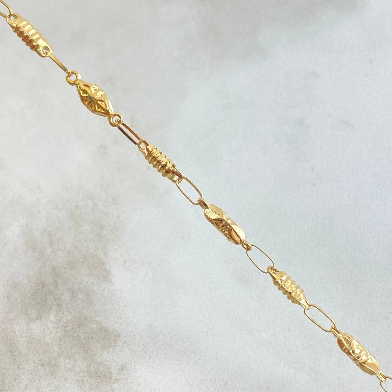 Rustic Chain with Rhombus and Intercalated Cylinders 7.7gr / 63cm-Yellow Gold 18K ©