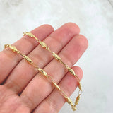 Rustic Chain with Rhombus and Intercalated Cylinders 7.7gr / 63cm-Yellow Gold 18K ©