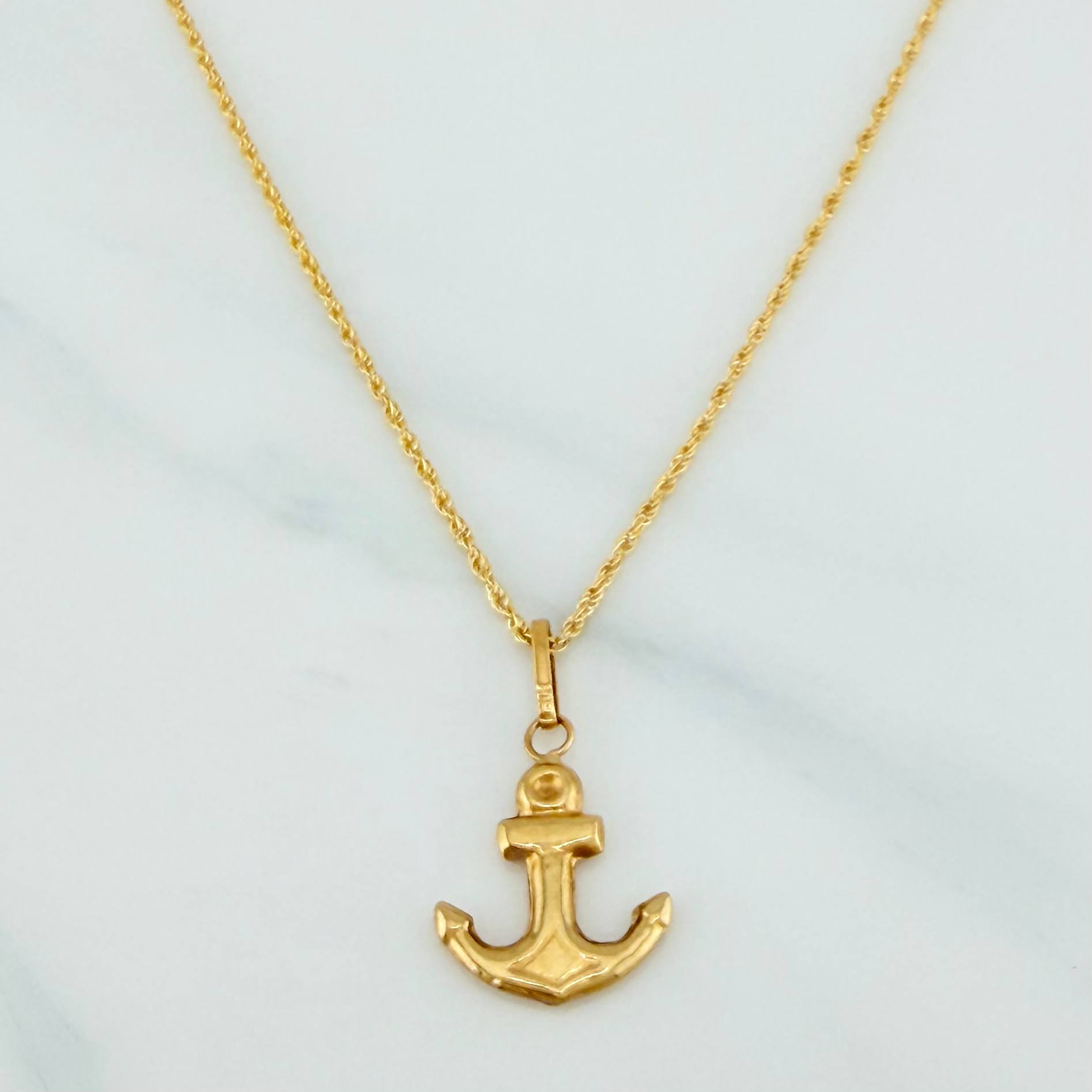 Rope Chain Set + Anchor Pendant / 1.85gr / 23 1/2 in 18K Yellow Gold