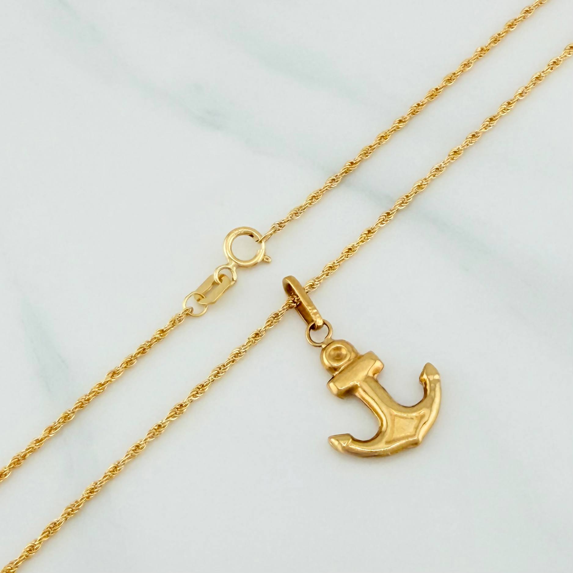 Rope Chain Set + Anchor Pendant / 1.85gr / 23 1/2 in 18K Yellow Gold