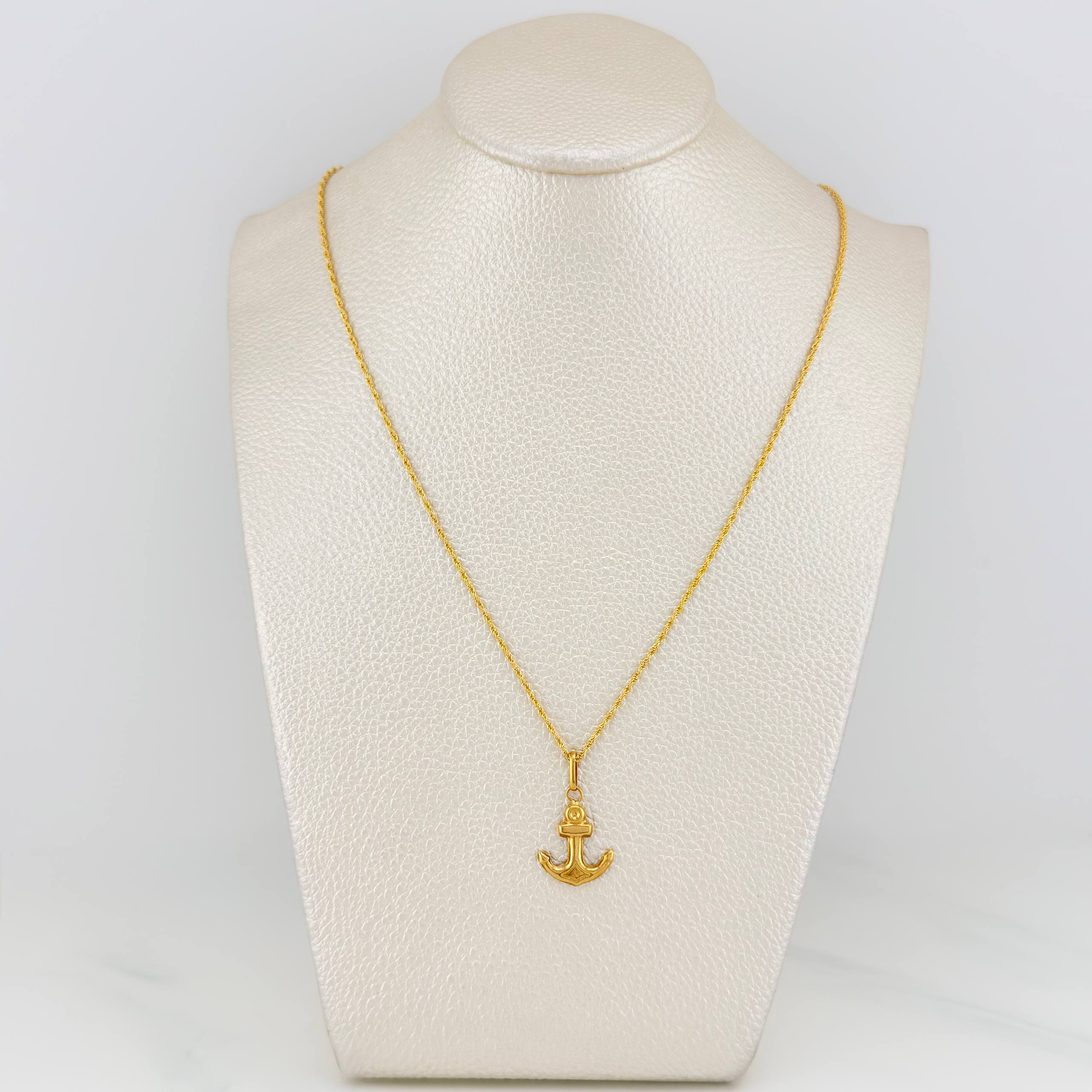 Rope Chain Set + Anchor Pendant / 1.85gr / 23 1/2 in 18K Yellow Gold