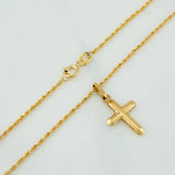 Rope Chain Set + Cross Pendant / 1.6gr / 23 1/2 in 18K Yellow Gold