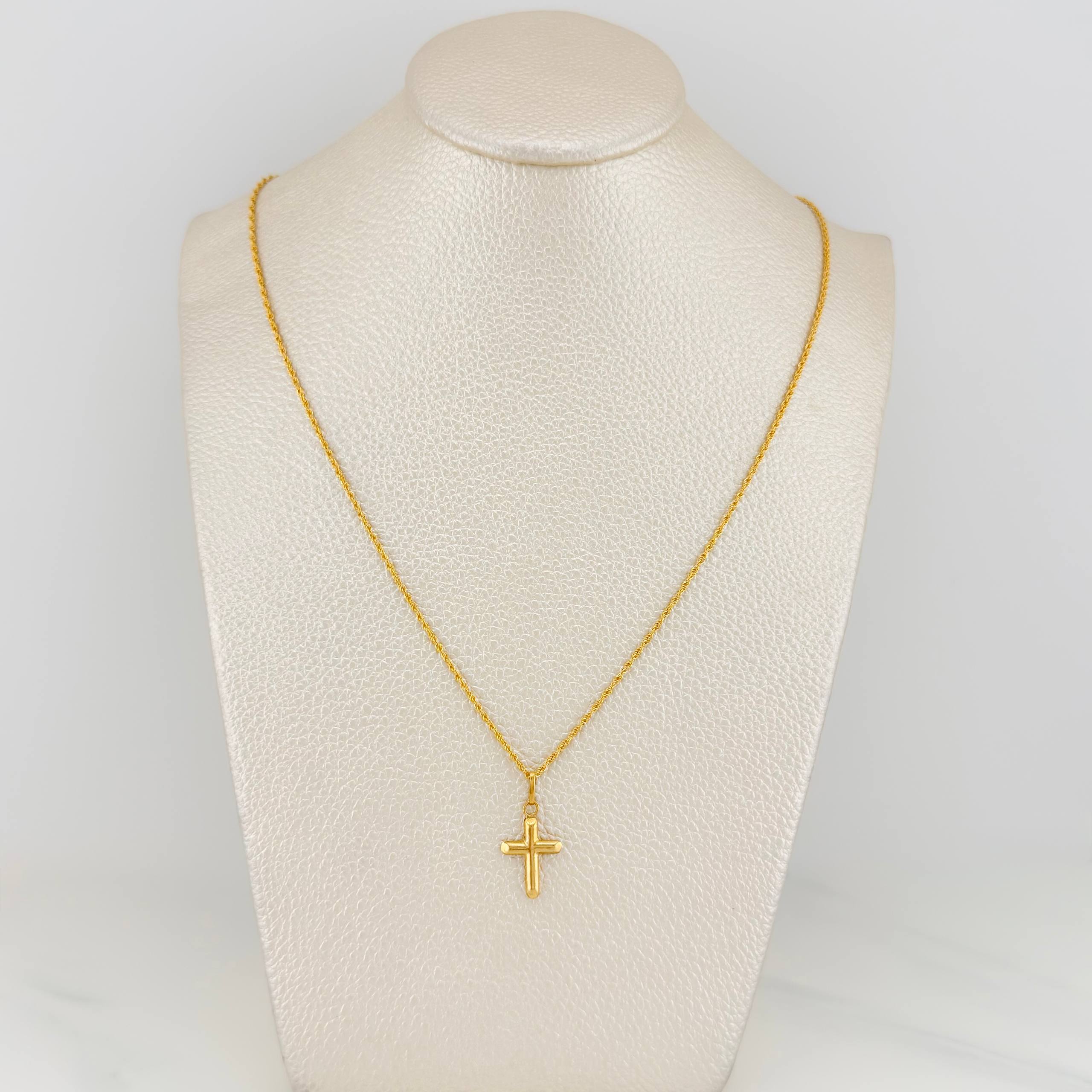 Rope Chain Set + Cross Pendant / 1.6gr / 23 1/2 in 18K Yellow Gold