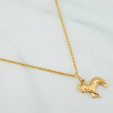 Set Rope Chain + Pendant Horse / 1.7gr / 23 1/2 in Yellow Gold 18K