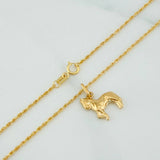 Set Rope Chain + Pendant Horse / 1.7gr / 23 1/2 in Yellow Gold 18K