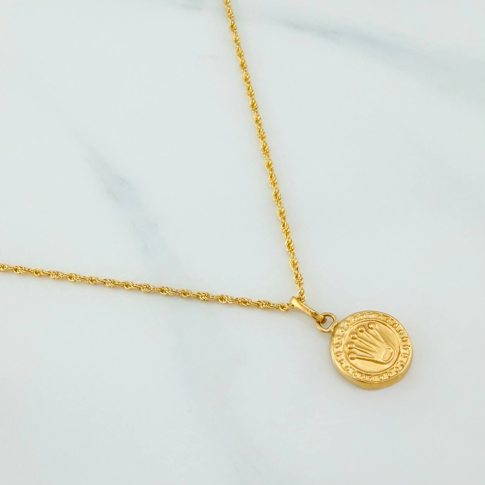 Set Rope Chain + Pendant Crown / 1.75gr / 23 1/2 in Yellow Gold 18K