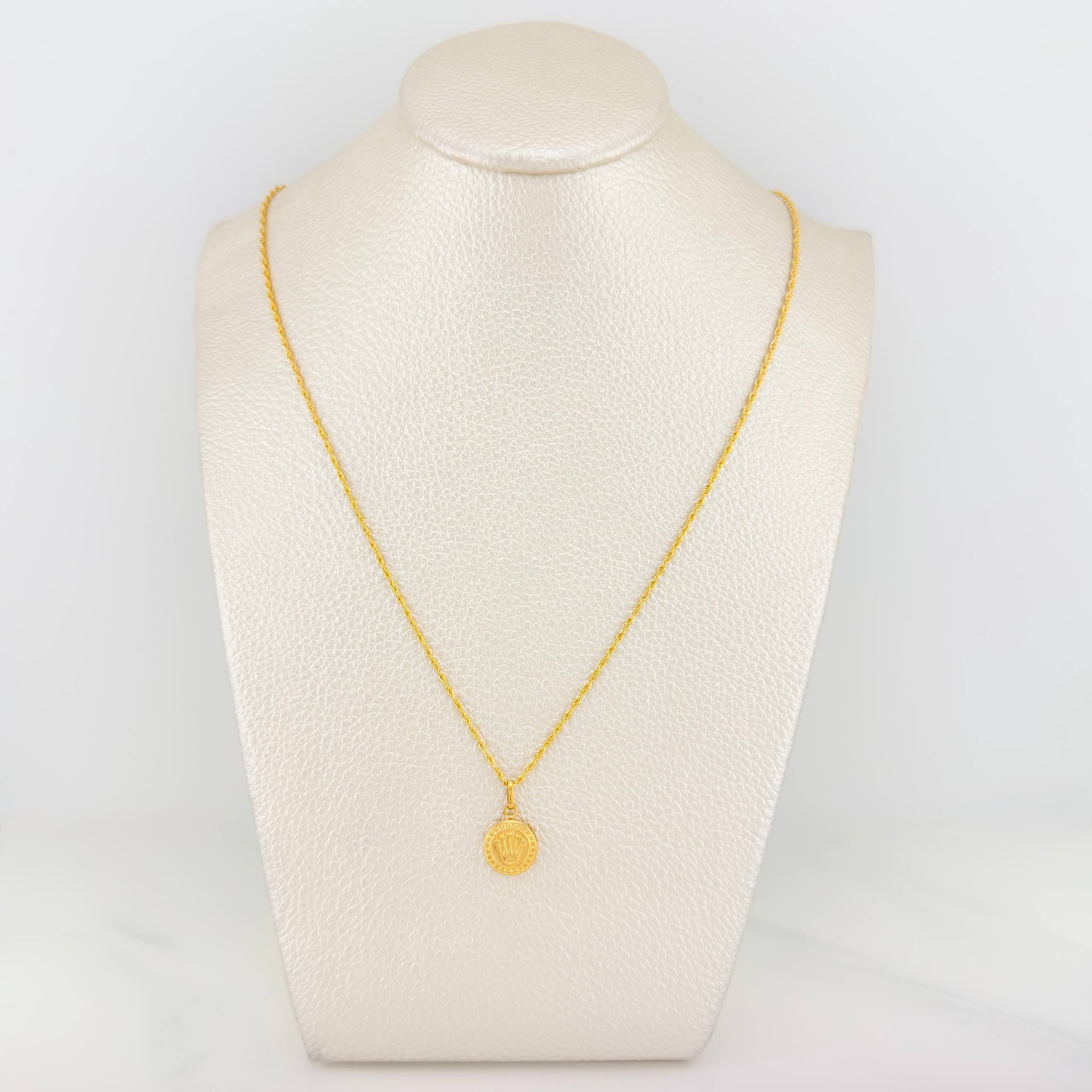 Set Rope Chain + Pendant Crown / 1.75gr / 23 1/2 in Yellow Gold 18K
