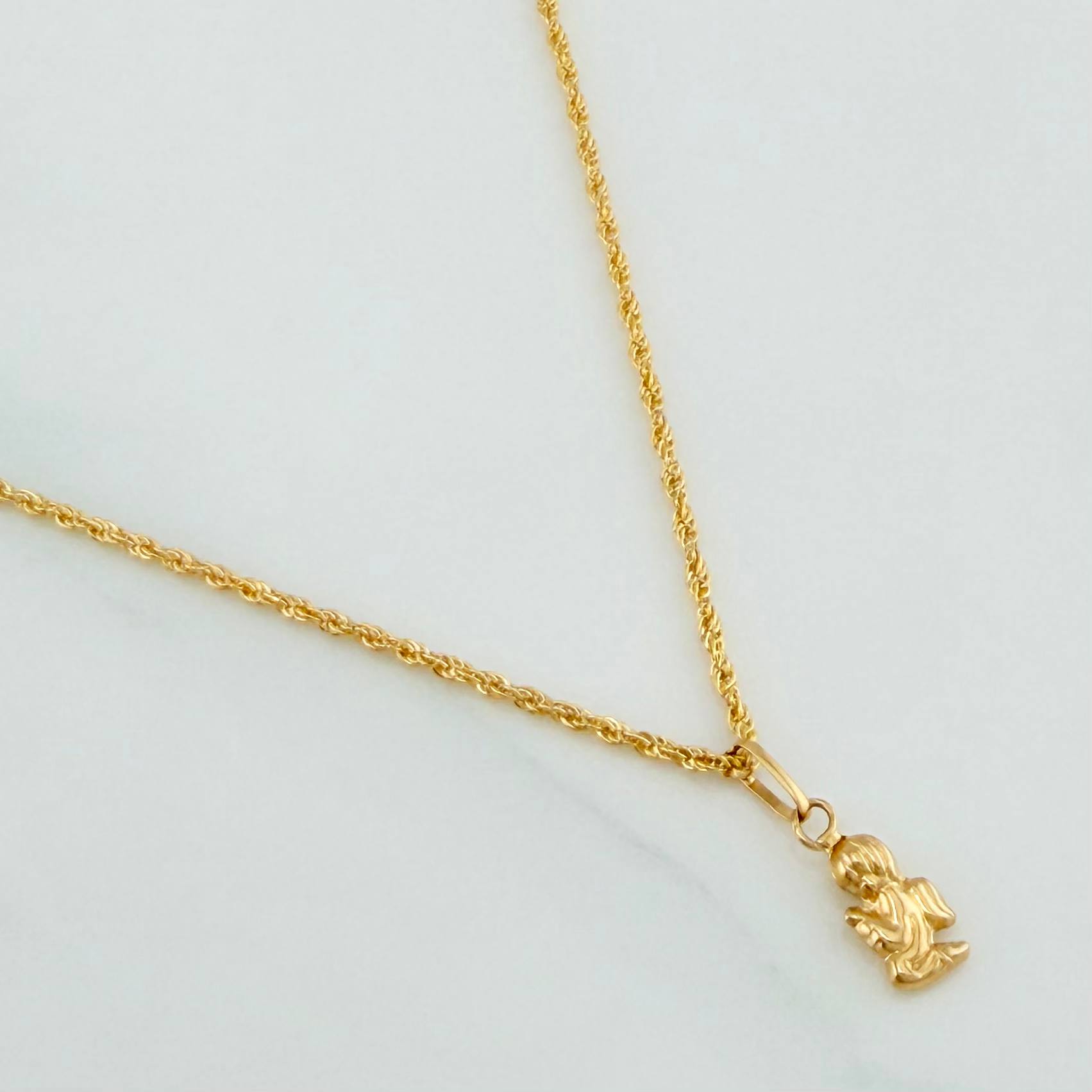 Set Rope Chain + Pendant Angel / 1.25gr / 19 3/4 in Yellow Gold 18K