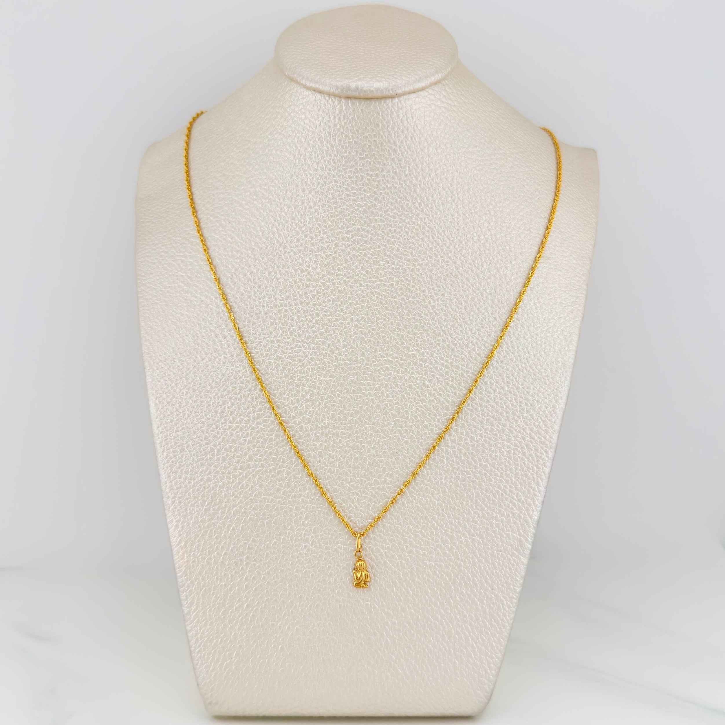 Set Rope Chain + Pendant Angel / 1.25gr / 19 3/4 in Yellow Gold 18K
