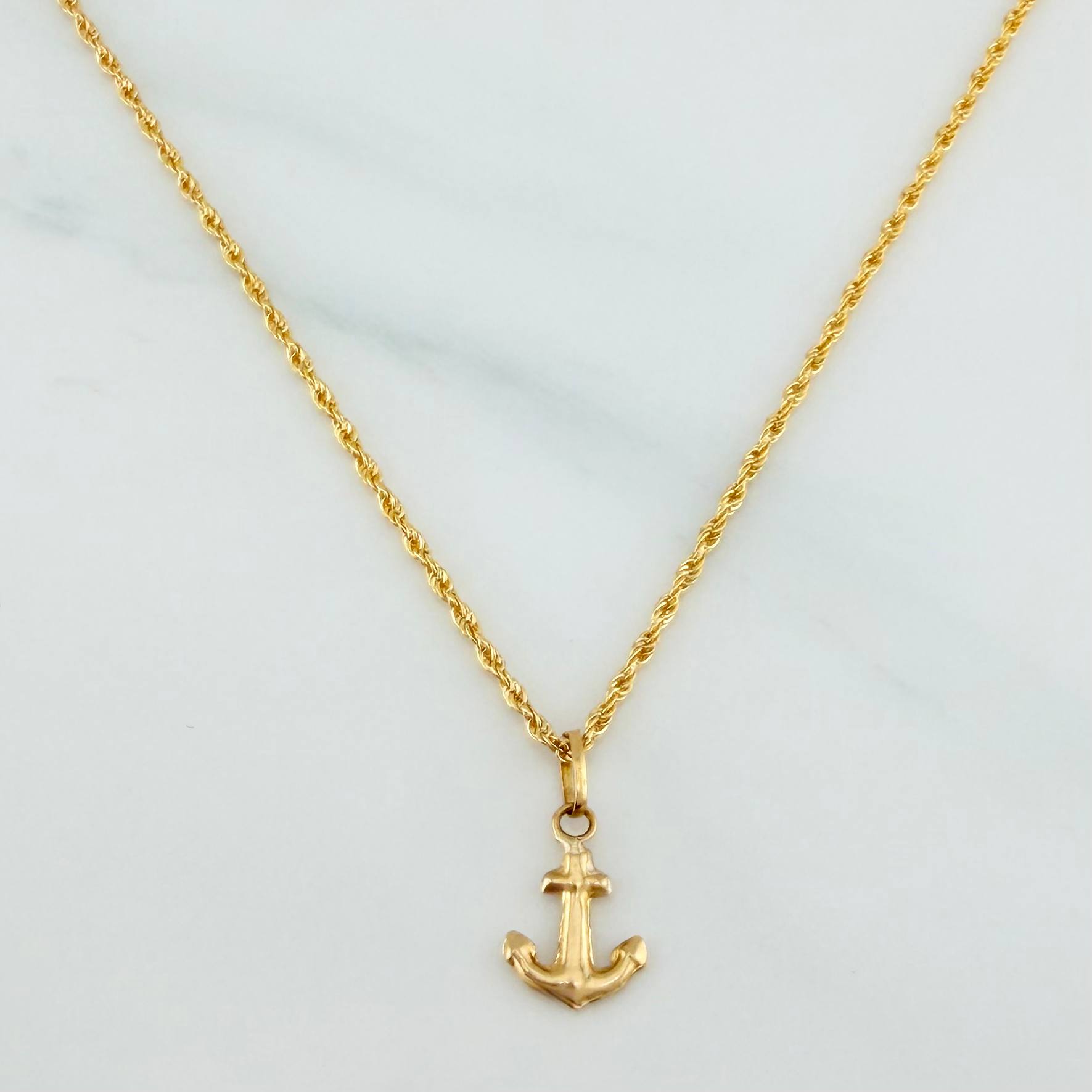 Set Rope Chain + Anchor Pendant / 1.55gr / 19 3/4 in 18K Yellow Gold