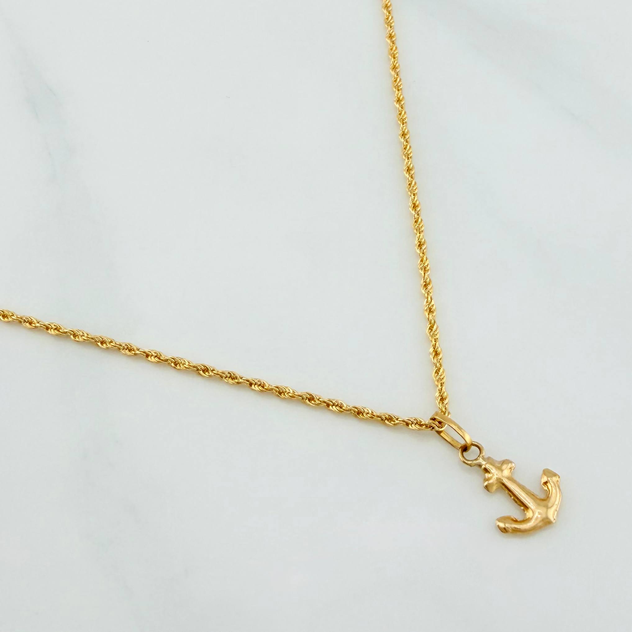 Set Rope Chain + Anchor Pendant / 1.55gr / 19 3/4 in 18K Yellow Gold