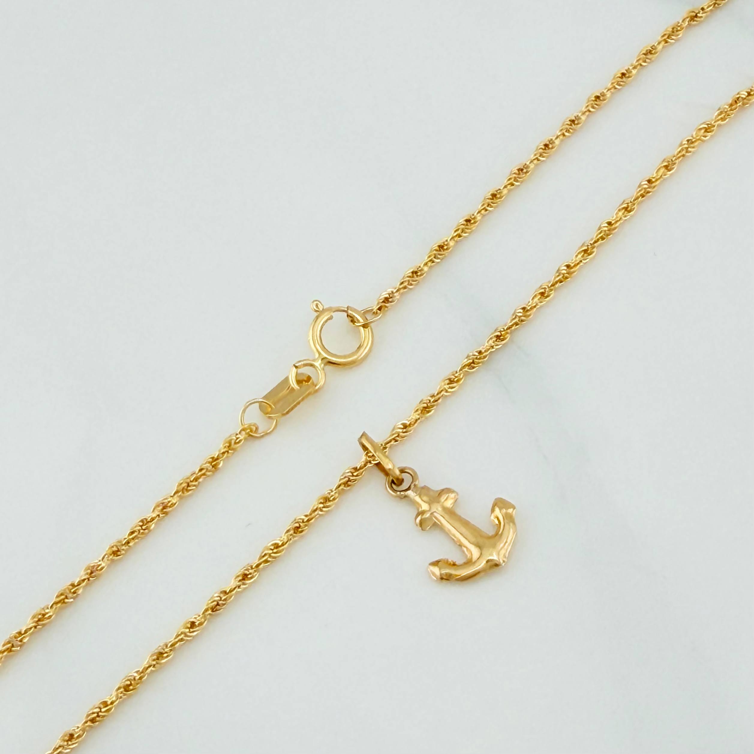 Set Rope Chain + Anchor Pendant / 1.55gr / 19 3/4 in 18K Yellow Gold