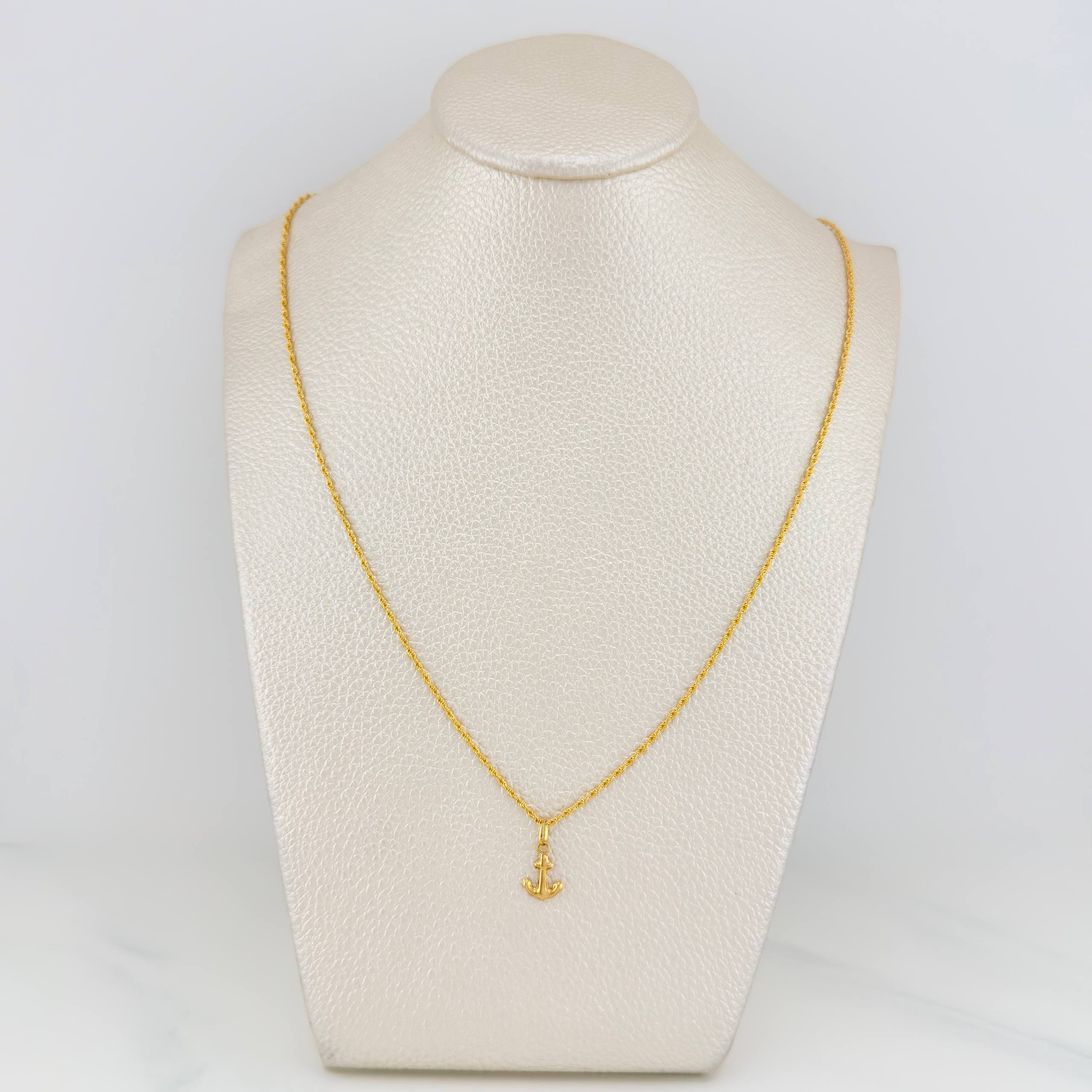 Set Rope Chain + Anchor Pendant / 1.55gr / 19 3/4 in 18K Yellow Gold